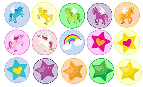 15 x 2 inch rainbow unicorn cupcake toppers fairy edible icing