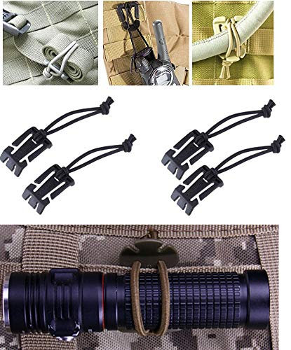 geo-versand 4 x Molle Karabiner Schlaufen elastisch Gummi Schlüsselhalter Modular Rucksack