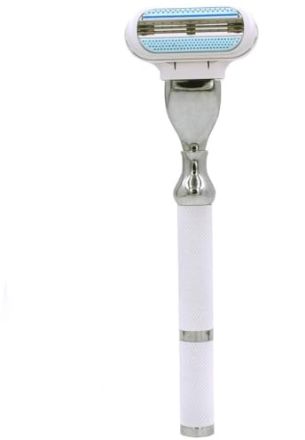 Parker, maquinilla de afeitar Deluxe de triple hoja para mujer, compatible con cartuchos Gillette Venus o Gillette Mach 3, incluye un cartucho Gillette Venus