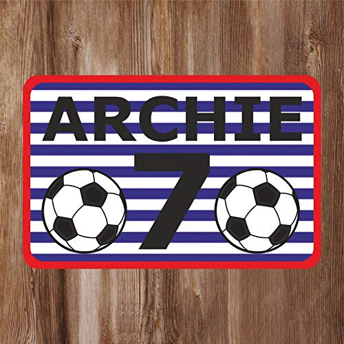 Blue and White Striped Name Plate Kids Bedroom Door Sign Personalised For You - Any Name! Door Plaque,Girls/Boys,Nursery,Decor,Kids Room,Football