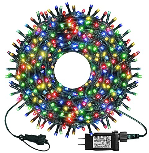kemooie 300 LED Christmas Lights, 99FT Connective Christmas Tree Lights, Plug in 8 Lighting Modes, for Outdoor Indoor Christmas Tree Wedding Party Decoration (Multicolor)