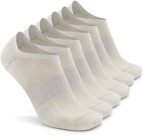 Busy Socks Men Women No Show Thin Merino Wool Running Socks, Large,White