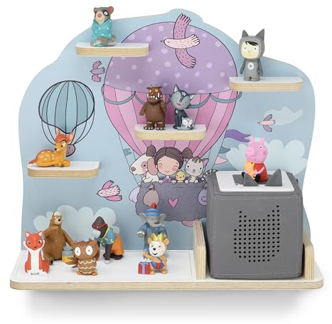 stadtecken Kinder Regal für Musikbox I Geeignet für die Toniebox und ca. 35 Tonies I Perfekte Aufbewahrung für Kinderzimmer I zum Aufstellen oder Aufhängen (Oben, Mittel)