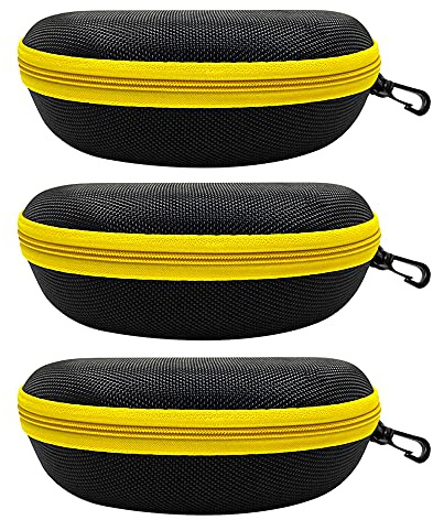 EKdirect 3 Stück Sonnenbrille Brillenetui Reißverschluss Hartschale mit Gürtelclip