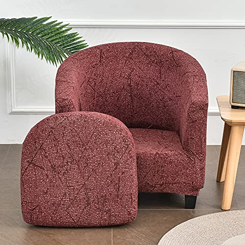 Highdi 2 Stück Sesselschoner Sesselüberwurf mit Elastisch Stretch Husse, Club Chair Schonbezug Sofabezug mit hoher Dehnung Sessel für Clubsessel Loungesessel Cocktailsessel (Rotbraun)