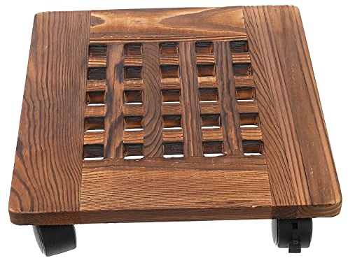 Cabilock Bewegliches Blumentopftablett Aus Holz Mit Blumentopf Tablett Hohl Tablett Leichtgängige Robust Und Langlebig