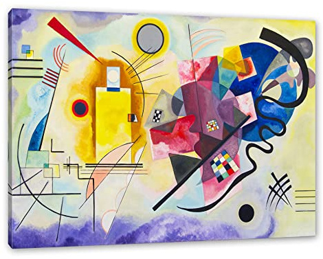 Pixxprint Wassily Kandinsky - Gelb-Rot-Blau, Größe: 100x70cm, Leinwandbild, fertig gespannt, Wandbild, Dekoration, Kunstdruck, kein Poster