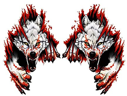 Surakey Autoaufklebe 3D Wolf Skopf Aufkleber,1 Para 3D Wolf Head Aufkleber Sticker Dekoration Aufkleber für Auto,Wolf Decal Car Decal Sticker Vinyl Auto Emblem Aufkleber Tattoo für Auto LKW, 18 * 25CM