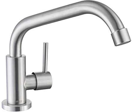 ONECE Rubinetto da Cucina Solo Acqua Fredda, Rubinetti Monocomando Lavello Girevole a 360°, Acciaio Inox 304, Aeratore Rimovibile, Spazzolato