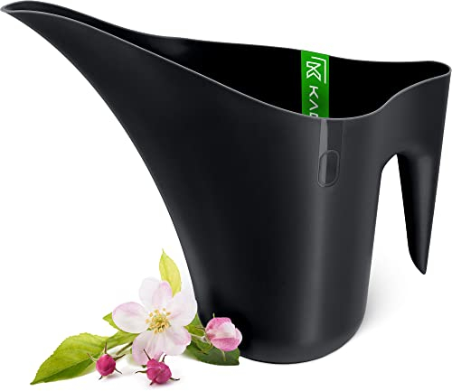 Kadax Gießkanne, brocca da versare da fiore 1.2L, lattina di fusione dal collo lungo realizzato in plastica, brocca per piante d'appartamento, lattina di annaffiatura,(nero)