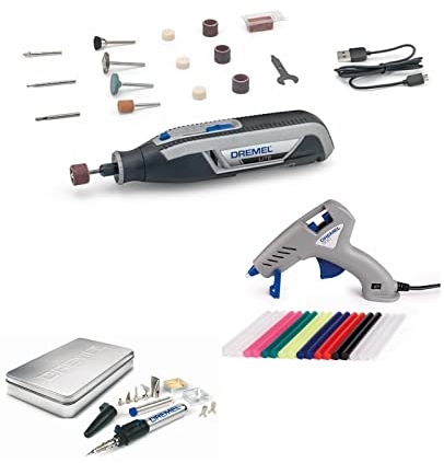Dremel Cosplay Starter Pack: Dremel Lite 7760 Akku Multifunktionswerkzeug 3.6V, Set mit 15 Zubehörteilen und Dremel 2000 VersaTip und Dremel 930-18 910 Heißklebepistole