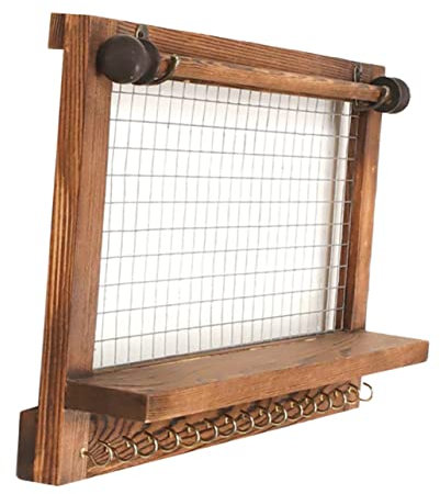 Cabilock Holz Schmuck Präsentationsständer Ohrringhalter Schmuckständer Schmuckaufbewahrungsständer Wandmontiert Schmuck Display Rack Für Ringe Halsketten Und Ohrringe Braun