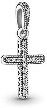 BEEUVIP Damen Kreuz Charm Anhänger für Armband 925 Sterling Silber Geburtsstein Charms Beads passend für Armband