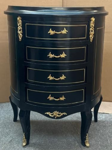 Casa Padrino cómoda Barroco con 4 cajones Negro/Oro - Cómoda de Madera Maciza Hecha a Mano en Estilo Barroco - Muebles barrocos Hechos a Mano - Noble y Magnífico