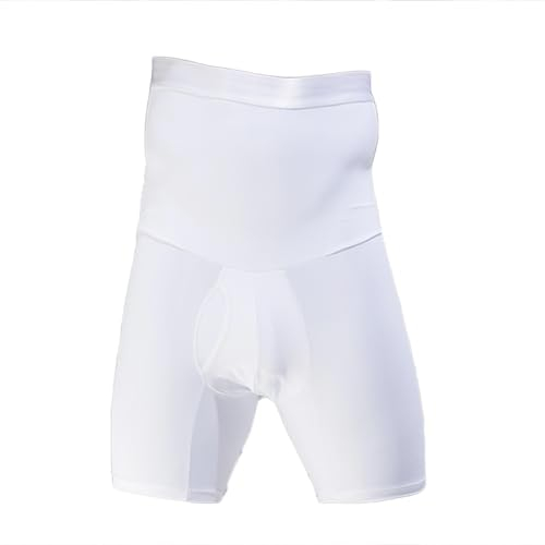 Men Slimming Shapewear Pants Tighs Compression Shorts Body Shaper High Waist Abdomen Tummy Control Boxer Briefs Underwear(Color:White,Size:L)
