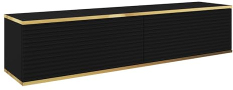 Meuble TV Suspendu Or 135 cm - Différentes Couleurs, Mobilier de Salon, Style Moderne (Noir II)