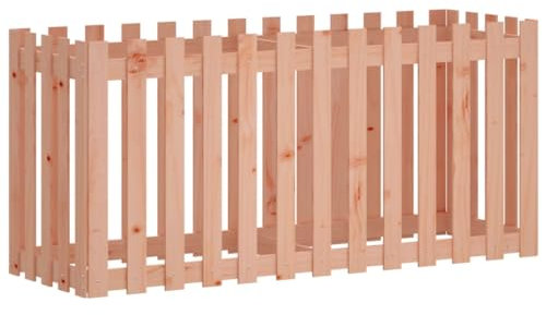 vidaXL Hochbeet, Pflanzkasten mit Lattenzaun-Design, Frühbeet Pflanzbeet für Garten Terrasse, Gemüsebeet Blumenkasten, 150x50x70 cm Massivholz Douglasie