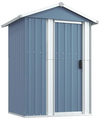 Gecheer Outdoor tool storage shed | Rust-resistant galvanized steel | Large capacity storage | Suitable for gardening and swimming equipment | Grey | 126 x 97.5 x 177 cm Model316234