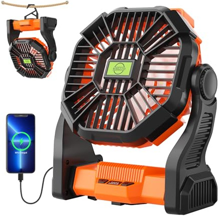 TDLOL Portable Fan Rechargeable Battery Powered Fan,270°Pivot Cordless Battery Operated Camping Fans with LED Light & Hook,USB Personal Fans Outdoor Camping Essentials for Tent Beach Travel Reading