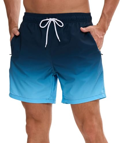 Vorvowry Costume Uomo Mare Calzoncini Asciugatura Rapida Costumi da Bagno Impermeabile Boxer con Tasca Estivi Pantaloncini Uomo Colore Sfumatore per Nuoto Corsa Fitness