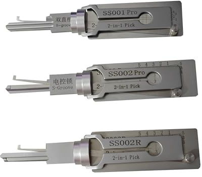 3-teiliges SS001 SS002 SS002R Dietrich- und Decoder-Werkzeug für zivile Türschloss, professionelle Schlosserwerkzeuge, schneller Öffner