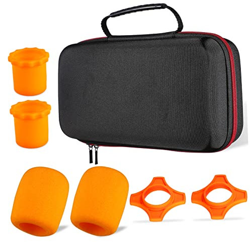 BESTonZON Microphone Bag Zipper Storage Case Mic Pouch Bag Slip Rings Sponge Lining for Road Use Microphone Arm Compatible Mic Case Holder