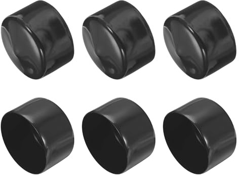 QUARKZMAN 6 Stück Gummi Endkappen 65 mm PVC Kunststoffkappe Schutzkappen Abdeckung Fußkappen für Stuhlbeine Tischbeine Möbel Schrauben Bolzen Gewinde Metallstäbe Rohr Zaunpfosten Schwarz
