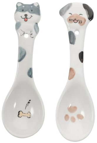 COSMEVIVI 2pcs Pet Can Food Scoops Ceramic Pet Spoons Stirring Spoons for Dog Supplies Random Style