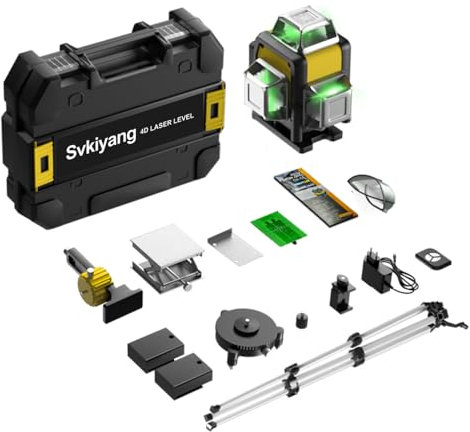 Kreuzlinienlaser Grün 16 Linien mit Stativ, 4 x 360 °Laser Wasserwaage Selbstnivellierend, Linienlaser kreuzlaser für Innenbereich Baustelle,APP Intelligente Kontrolle, IP54 Staub Wasserschutz