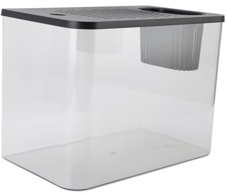 LOCADENCE Kleines Aquarium, 12,4 X 7,1 X 8,9 Zoll, Durchsichtiges Aquarium, Multifunktionales Mikro Landschafts Desktop Aquarium für Goldfische, Garnelen, Betta Fische, Schildkröte (Black)