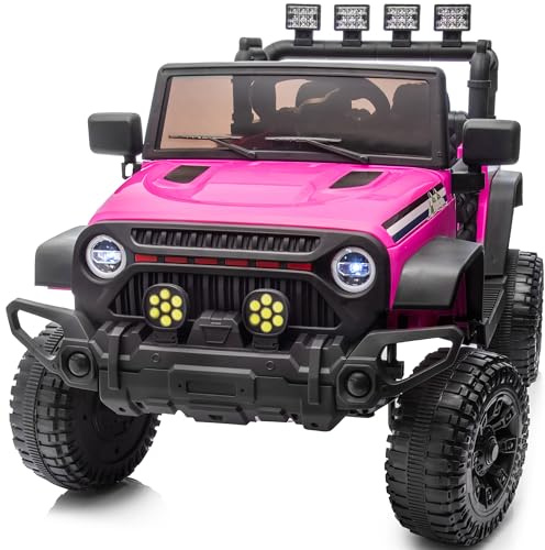 Hikiddo 24V Kids Ride on Car, Kids Electric Vehicles Car Ride on Toy Truck for Toddlers 3-5 w/Remote Control, 400W Motor - Pink