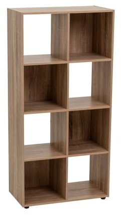 Estantería Cubo con 8 huecos de laminado color roble de 120x60x30 cm