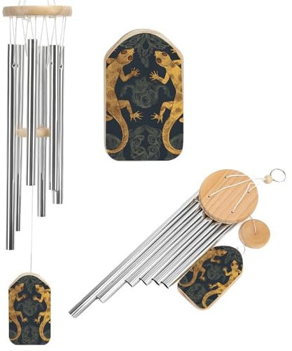 Gecko-Eidechsen-Windspiel für draußen, einzigartige Aluminiumrohre, Gedenk-Windglocke, groß, tiefer Ton, Windspiel für Terrasse, Garten, Dekoration, Geschenk für Mutter, Frauen, Nachbarn