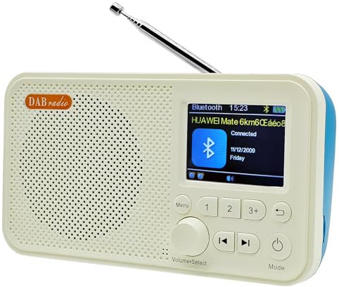 DAB Radio Portable with 2.4-Inch Colour Display, Bluetooth 5.0, Dual Alarms Clock,Sleep Timer, and Long-Lasting Battery – Ideal for Seniors, Music Lovers for Any Occasion