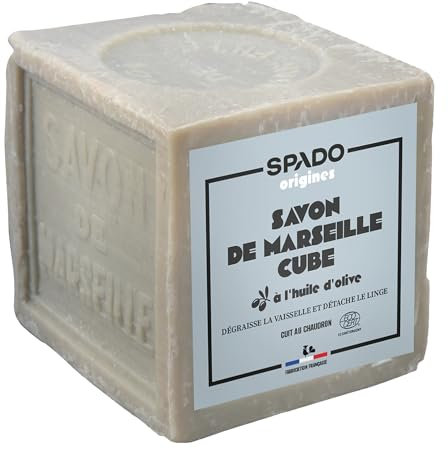 SPADO ORIGINES - Savon de marseille cube - Nettoyant, dégraissant & détachant - 100% végétal - Ecocert - 300G - Fabrication française