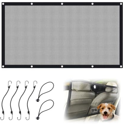 Hundenetz Auto, 115 x 62 cm Kofferraum Netz Auto Gepäcknetz Trennnetz Kofferraum Netz mit Seil Einstellen und Haken Geeignet für SUV-Pickup und Kleinwagen