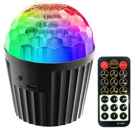 Remote Control Party Lights, Crystal Magic Ball Lamp, Discoteca Ambient Lighting for Home, Club, and Dance Floor, 2,24 x 3,94 pollici, Perfect for Events and Celebrations
