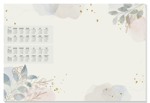 SIGEL H6304 Papier-Schreibtischunterlage DIN A2, Kalender 2026 - 2027, 30 Blatt, Schreibunterlage aus nachhaltigem Papier