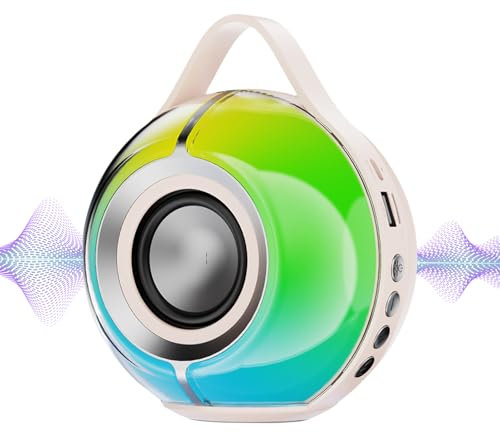 Altoparlante Da Esterno,Altoparlanti per Interni ed Esterni con Bassi Potenti | Stereo con Rinforzo Bassi Integrato e Luci per Casa Bagno Auto Amici Spiaggia Uffici Garage