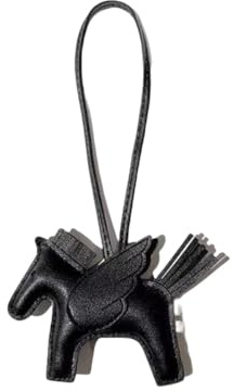 Rockreyoa Cartoon-Pferde-Anhänger Autoschlüsselanhänger Ledertaschen-Anhänger Taschenanhänger Bag Charms Geldbörsenanhänger Keychain Cute Pony-Schlüsselanhänger für Handtasche Rucksack Schwarz