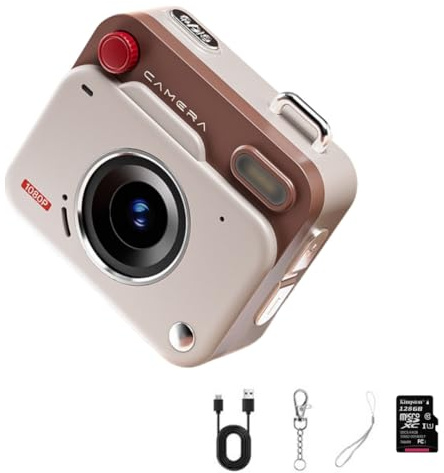 Mini cámara digital 1080P HD retro CCD fotografía videocámara con pantalla IPS de 1.77 pulgadas, 8000 x 6000 fotos de alta resolución, cámara de bolsillo compacta portátil para estudiantes, viajes