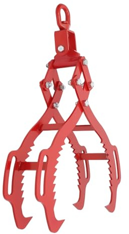 JLYNOWPT 28-Inch Opening Log Lifting Tongs, 4 Serrated Claw Hook Log Tongs with Anti-Slip Teeth Swivel Log Grapple Hook 1.2T/2645.55 LBS Lifting Capacity for Trucks, Tractors, Forklifts