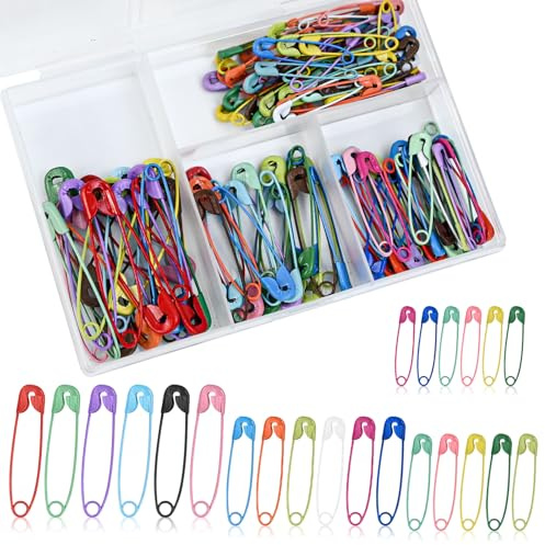 JAXICREY 130 Stück Sicherheitsnadeln Klein, 28mm/32mm/38mm/45mm Kleine Sicherheitsnadel Mini Sicherheitsnadeln Set Safety Pins Bunt mit Praktischer Box für Kleidung Nähen Basteln Schmuckherstellung