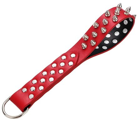 Kutocesy Látigos De Cuero Con Tachuelas Fetichismo Azotes Azotadores Esclavos Bondage En La Cama Juguetes Sexuales Para Adultos Para Parejas (Red)