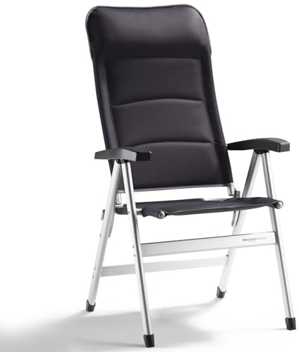 Westfield Outdoors Pioneer, Klappstuhl, Rückenverstellbarer Campingstuhl in 5 Positionen, 140 kg Belastbar, Leichter Alu-Stuhl 6,2 kg, Hohem Rücken für Wohnwagen, Balkon, Camping, Dunkelgrau