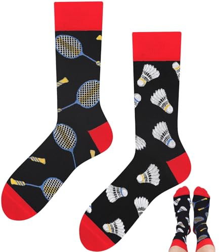 TODO Colours roliga strumpor med motiv – flerfärgade, färgglada, galna för livsglädjen, badminton strumpor, 39-42 EU