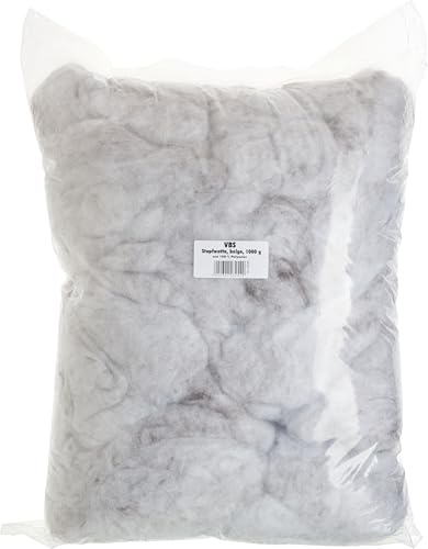 VBS Füllwatte Beige Polyester PES Waschbar bis 40°C Ideal für Kissen Puppen Bastelprojekte Weich und Formstabil 1.000 g