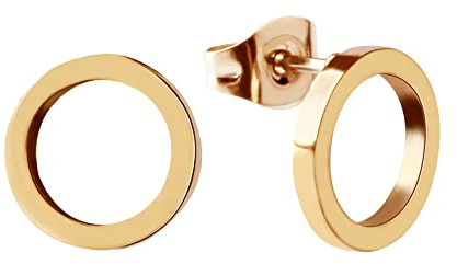 Ohrstecker Kreis Gold für Damen | Runde Edelstahl Ohrringe | Wasserfest | Goldener Ohrschmuck mit 18K Vergoldung Inkl. Geschenkbox