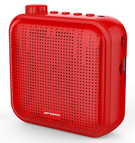 Amplificateur de Voix, Système de Sonorisation Rechargeable 12W (1200mAh) avec Microphone Filaire pour Les Enseignants, Guide Touristique et Plus (Rouge)
