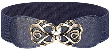 Syuer Women Stretchy Vintage Belt for Dresses Elastic Wide Waist Belt (XXL-XXXL (88-110cm), Navy Blue)